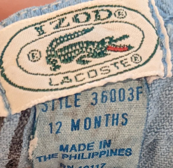 Vintage Izod x Lacoste Blue One-piece Romper Overalls 12 months - Picture 8 of 8